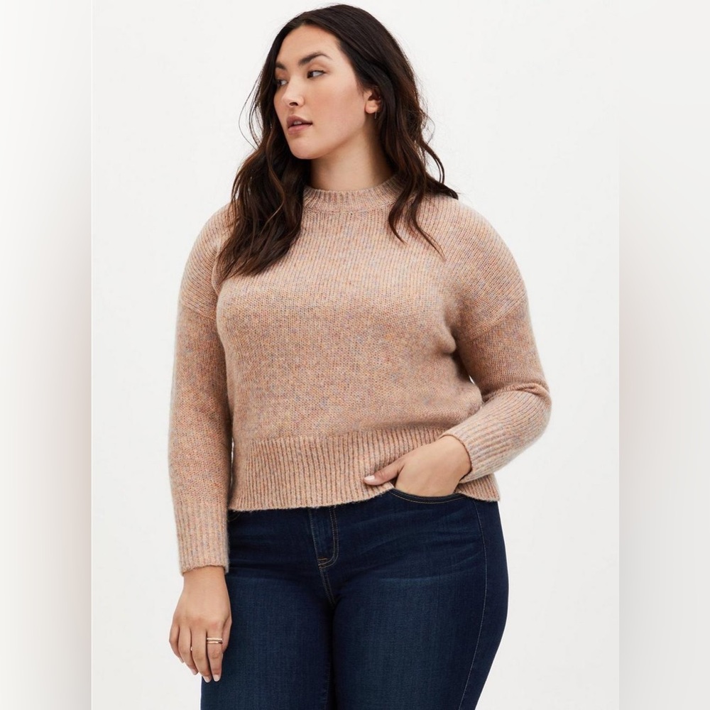 Torrid Multicolor Crop Crew Neck Pullover Size 1X/XL (Torrid 1)